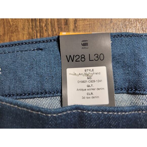 G-Star Arc 3D Boyfriend Jeans Women Size 28x30 Slim Fit Stretch Dark Wash Blue - Picture 3 of 8